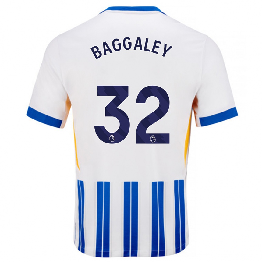 Niño Fútbol Camiseta Sophie Baggaley #32 Blanco Azul Rayas 1ª Equipación 2024/25