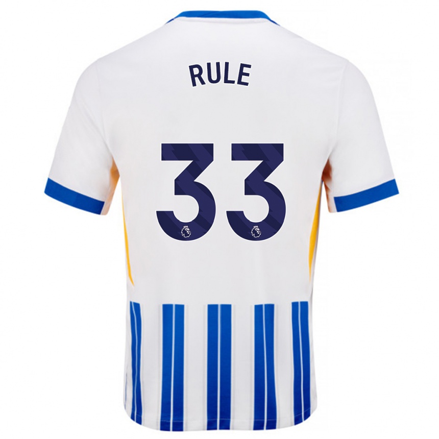 Niño Fútbol Camiseta Charlize Jayde Rule #33 Blanco Azul Rayas 1ª Equipación 2024/25