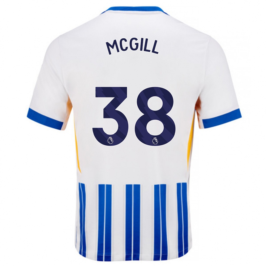 Niño Fútbol Camiseta Tom Mcgill #38 Blanco Azul Rayas 1ª Equipación 2024/25