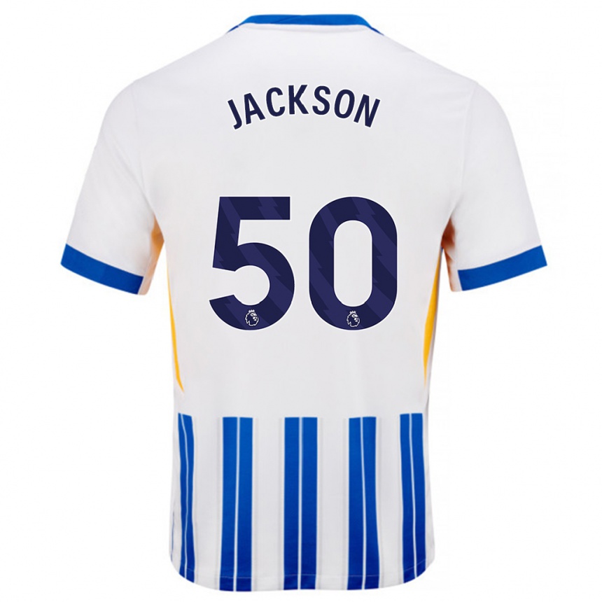 Niño Fútbol Camiseta Ben Jackson #50 Blanco Azul Rayas 1ª Equipación 2024/25