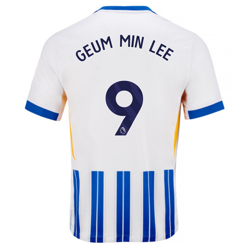 Niño Fútbol Camiseta Lee Geum-Min #9 Blanco Azul Rayas 1ª Equipación 2024/25