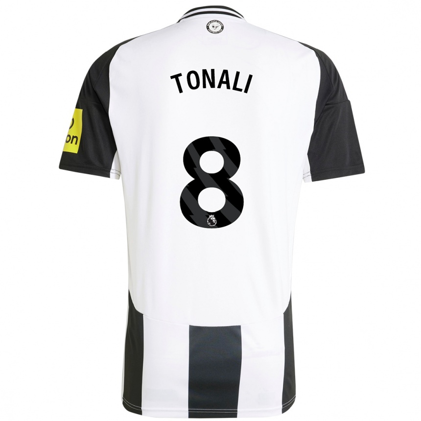 Niño Fútbol Camiseta Sandro Tonali #8 Blanco Negro 1ª Equipación 2024/25