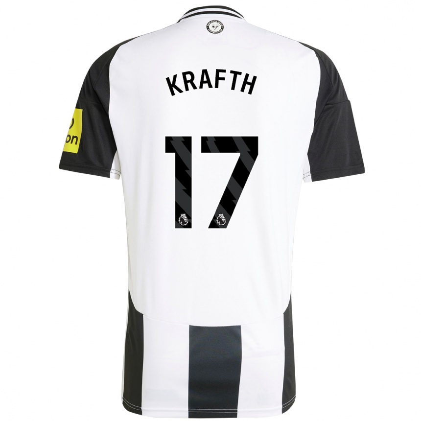 Niño Fútbol Camiseta Emil Krafth #17 Blanco Negro 1ª Equipación 2024/25