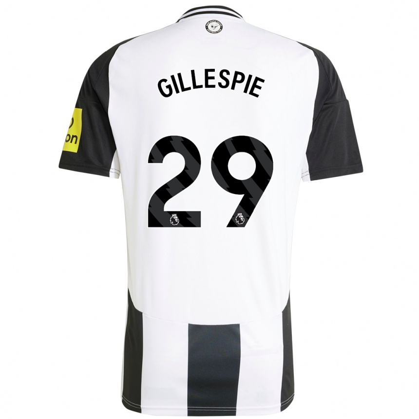 Niño Fútbol Camiseta Mark Gillespie #29 Blanco Negro 1ª Equipación 2024/25