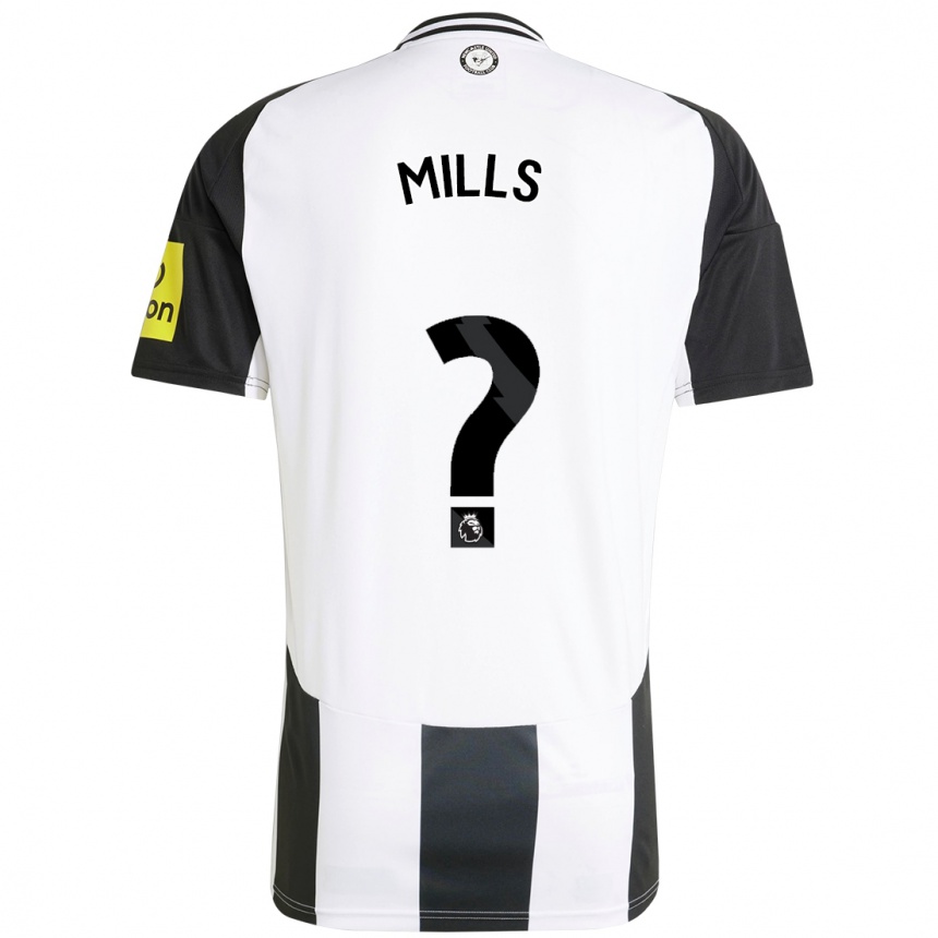 Niño Fútbol Camiseta Michael Mills #0 Blanco Negro 1ª Equipación 2024/25