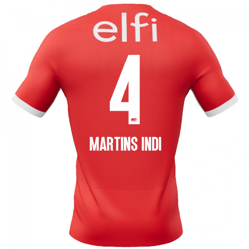 Niño Fútbol Camiseta Bruno Martins Indi #4 Rojo Blanco 1ª Equipación 2024/25