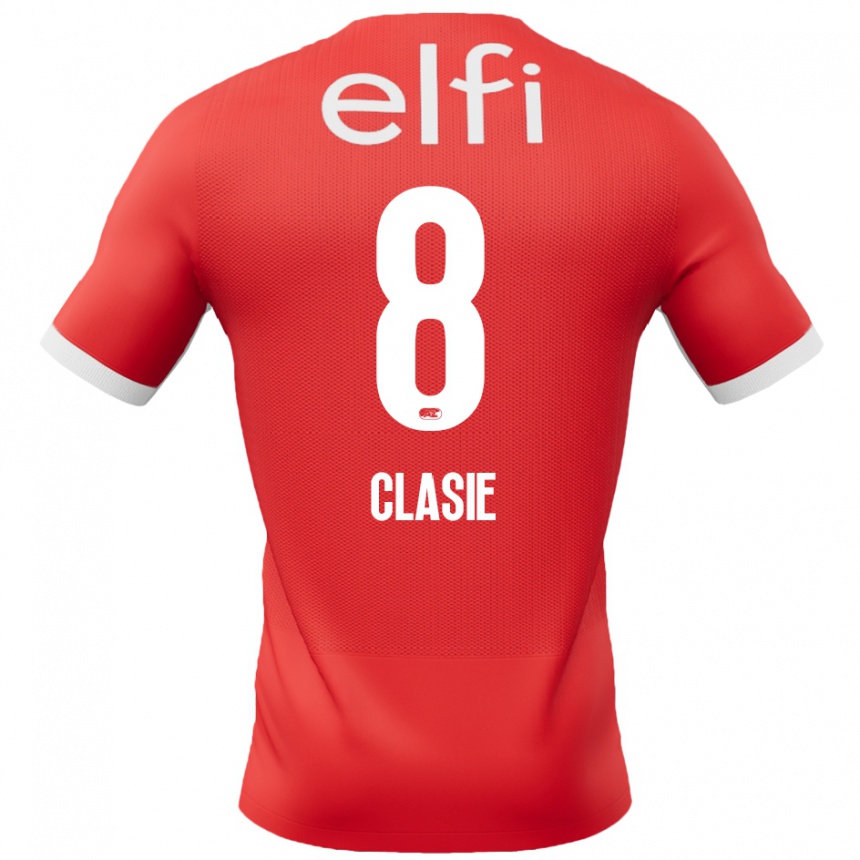 Niño Fútbol Camiseta Jordy Clasie #8 Rojo Blanco 1ª Equipación 2024/25