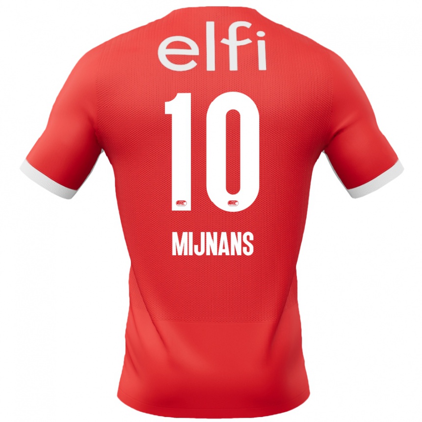 Niño Fútbol Camiseta Sven Mijnans #10 Rojo Blanco 1ª Equipación 2024/25