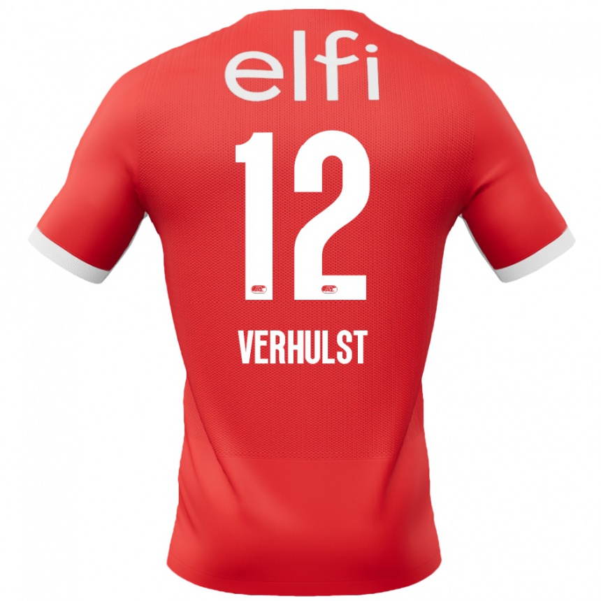 Niño Fútbol Camiseta Hobie Verhulst #12 Rojo Blanco 1ª Equipación 2024/25