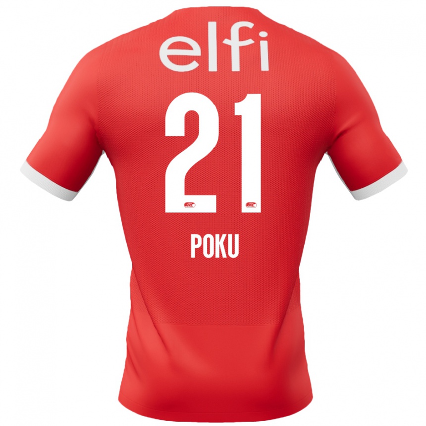 Niño Fútbol Camiseta Ernest Poku #21 Rojo Blanco 1ª Equipación 2024/25