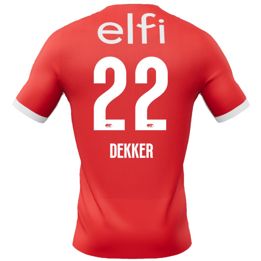 Niño Fútbol Camiseta Maxim Dekker #22 Rojo Blanco 1ª Equipación 2024/25