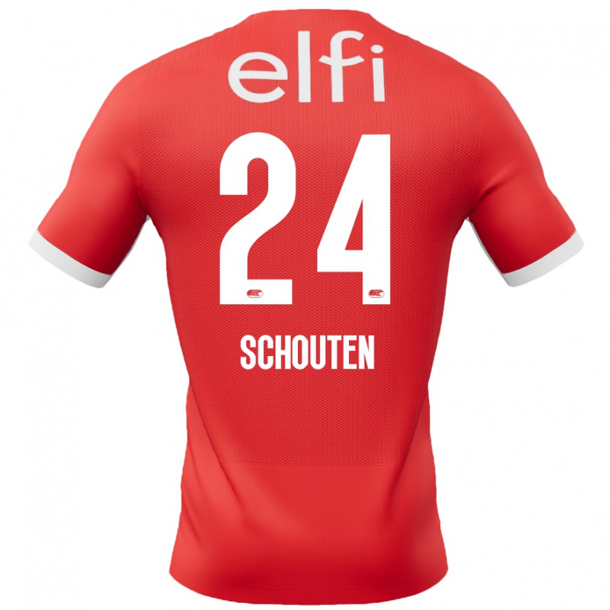 Niño Fútbol Camiseta Lewis Schouten #24 Rojo Blanco 1ª Equipación 2024/25