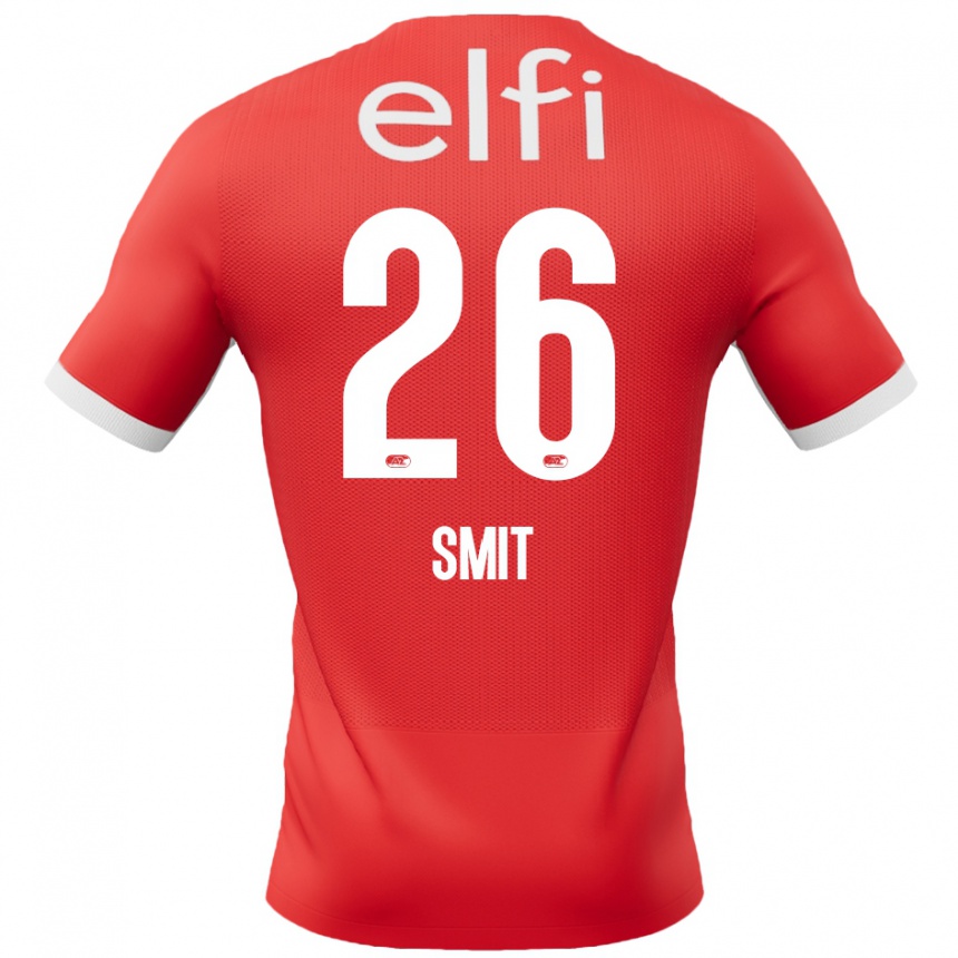 Niño Fútbol Camiseta Kees Smit #26 Rojo Blanco 1ª Equipación 2024/25