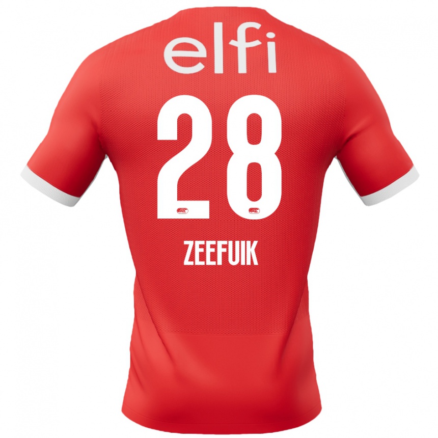 Niño Fútbol Camiseta Lequincio Zeefuik #28 Rojo Blanco 1ª Equipación 2024/25