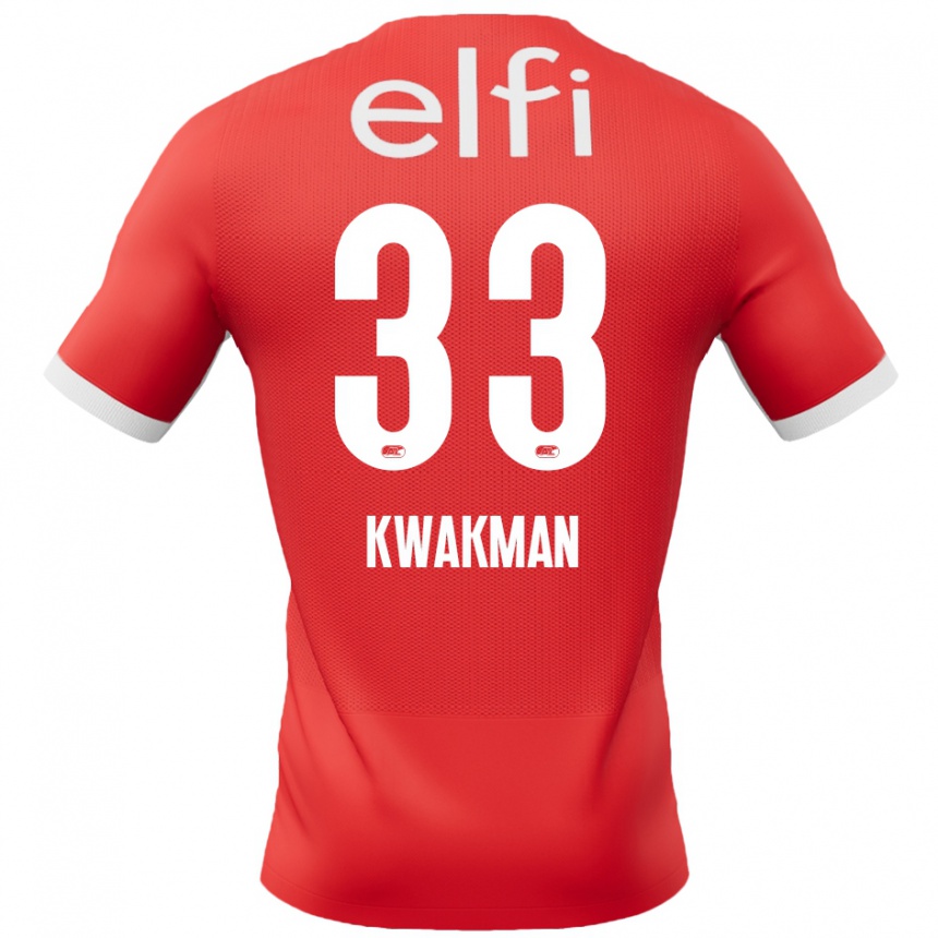 Niño Fútbol Camiseta Dave Kwakman #33 Rojo Blanco 1ª Equipación 2024/25