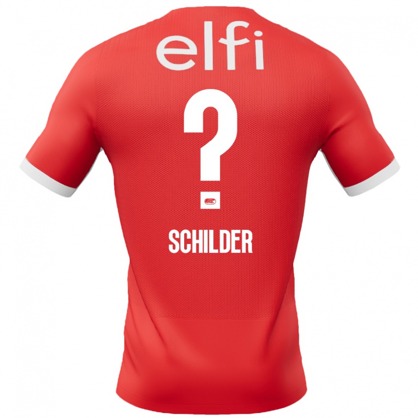 Niño Fútbol Camiseta Koen Schilder #0 Rojo Blanco 1ª Equipación 2024/25