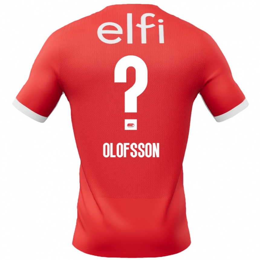 Niño Fútbol Camiseta Wilmer Olofsson #0 Rojo Blanco 1ª Equipación 2024/25