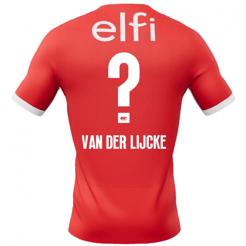 Niño Fútbol Camiseta Donny Van Der Lijcke #0 Rojo Blanco 1ª Equipación 2024/25