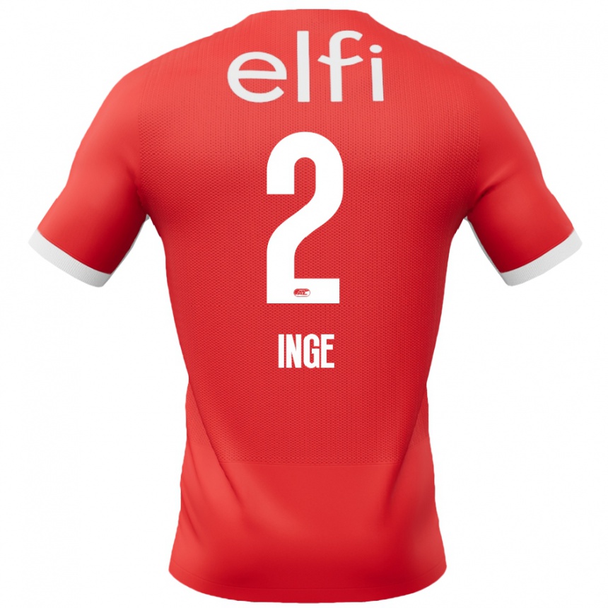 Niño Fútbol Camiseta Kiani Inge #2 Rojo Blanco 1ª Equipación 2024/25