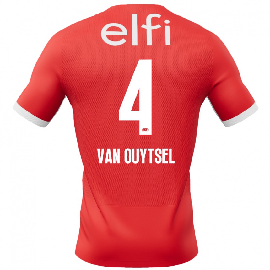 Niño Fútbol Camiseta Kevin Van Ouytsel #4 Rojo Blanco 1ª Equipación 2024/25