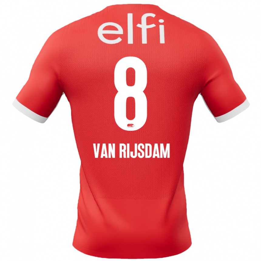 Niño Fútbol Camiseta Julian Van Rijsdam #8 Rojo Blanco 1ª Equipación 2024/25