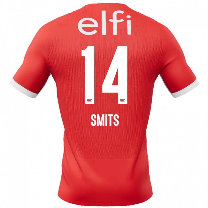 Niño Fútbol Camiseta Anthony Smits #14 Rojo Blanco 1ª Equipación 2024/25