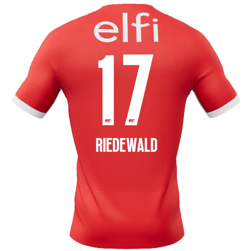 Niño Fútbol Camiseta Kenzo Riedewald #17 Rojo Blanco 1ª Equipación 2024/25