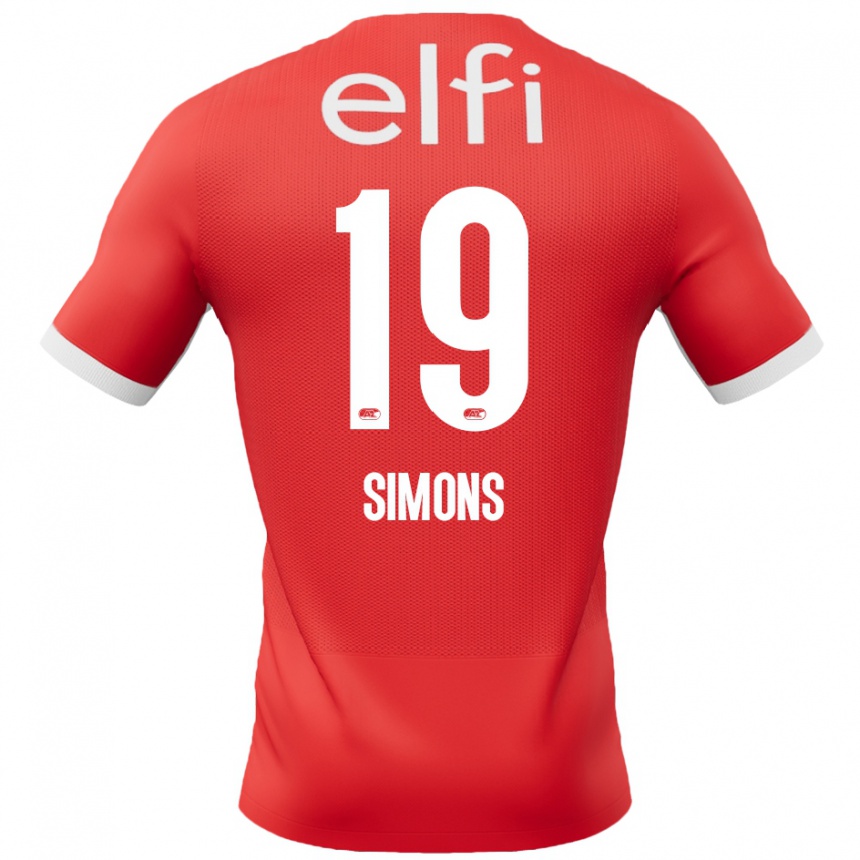 Niño Fútbol Camiseta Saviola Simons #19 Rojo Blanco 1ª Equipación 2024/25