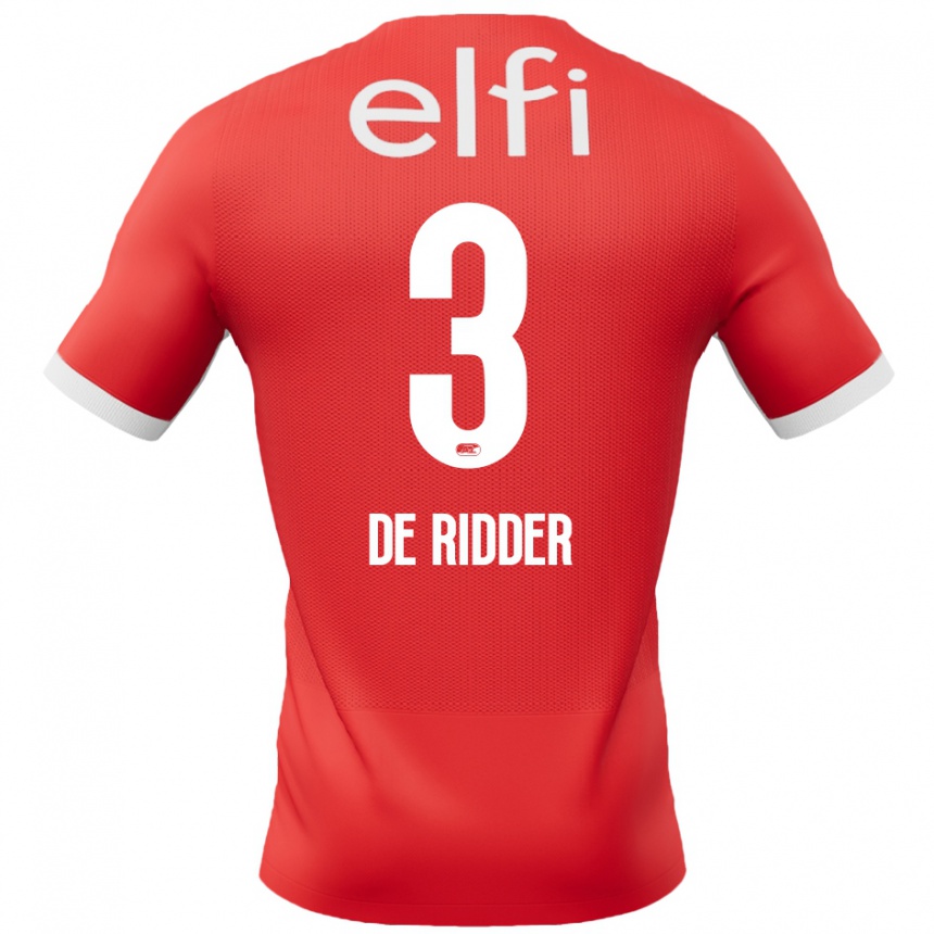 Niño Fútbol Camiseta Djoeke De Ridder #3 Rojo Blanco 1ª Equipación 2024/25