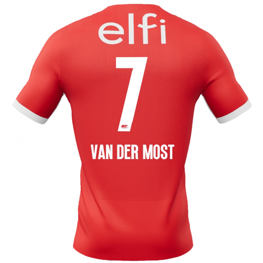 Niño Fútbol Camiseta Veerle Van Der Most #7 Rojo Blanco 1ª Equipación 2024/25