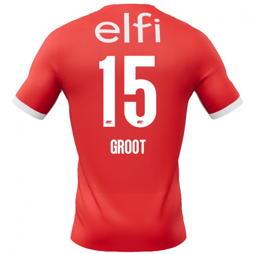 Niño Fútbol Camiseta Pleun Groot #15 Rojo Blanco 1ª Equipación 2024/25