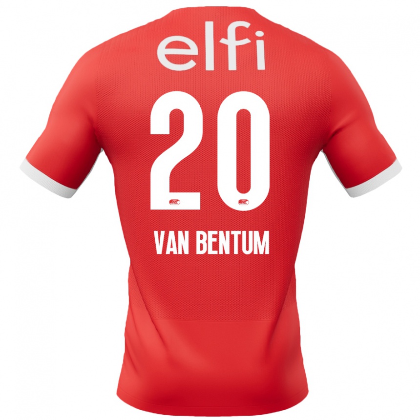 Niño Fútbol Camiseta Mirte Van Bentum #20 Rojo Blanco 1ª Equipación 2024/25