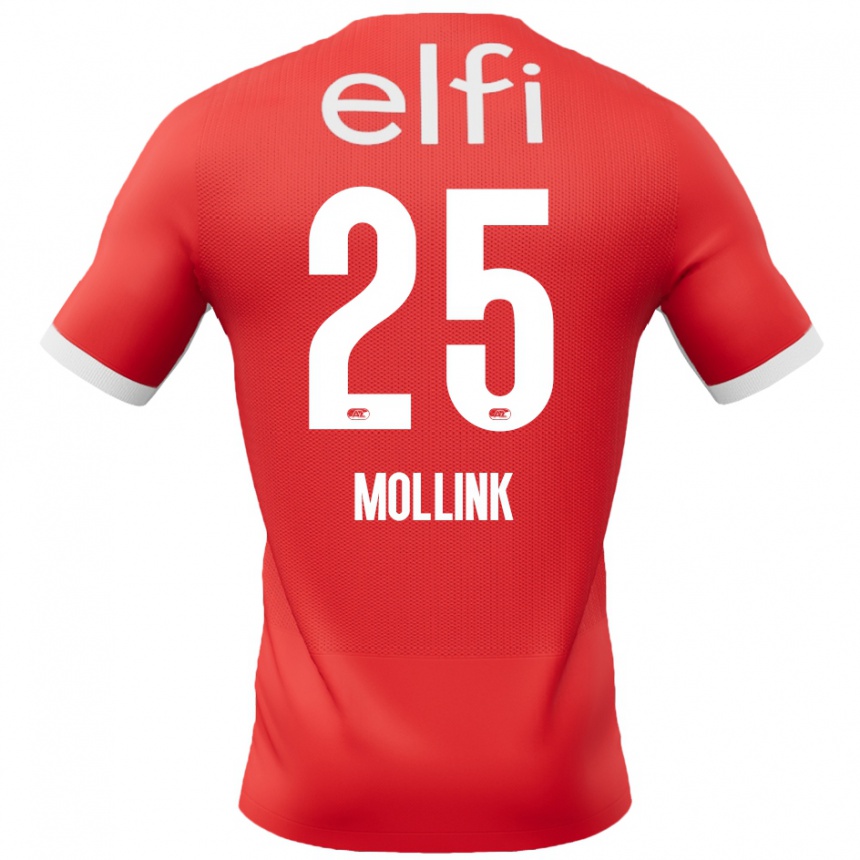 Niño Fútbol Camiseta Yaël Mollink #25 Rojo Blanco 1ª Equipación 2024/25