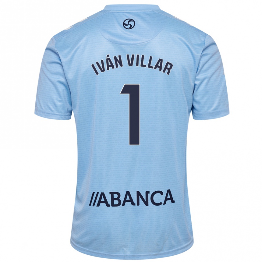 Niño Fútbol Camiseta Iván Villar #1 Azul Cielo 1ª Equipación 2024/25