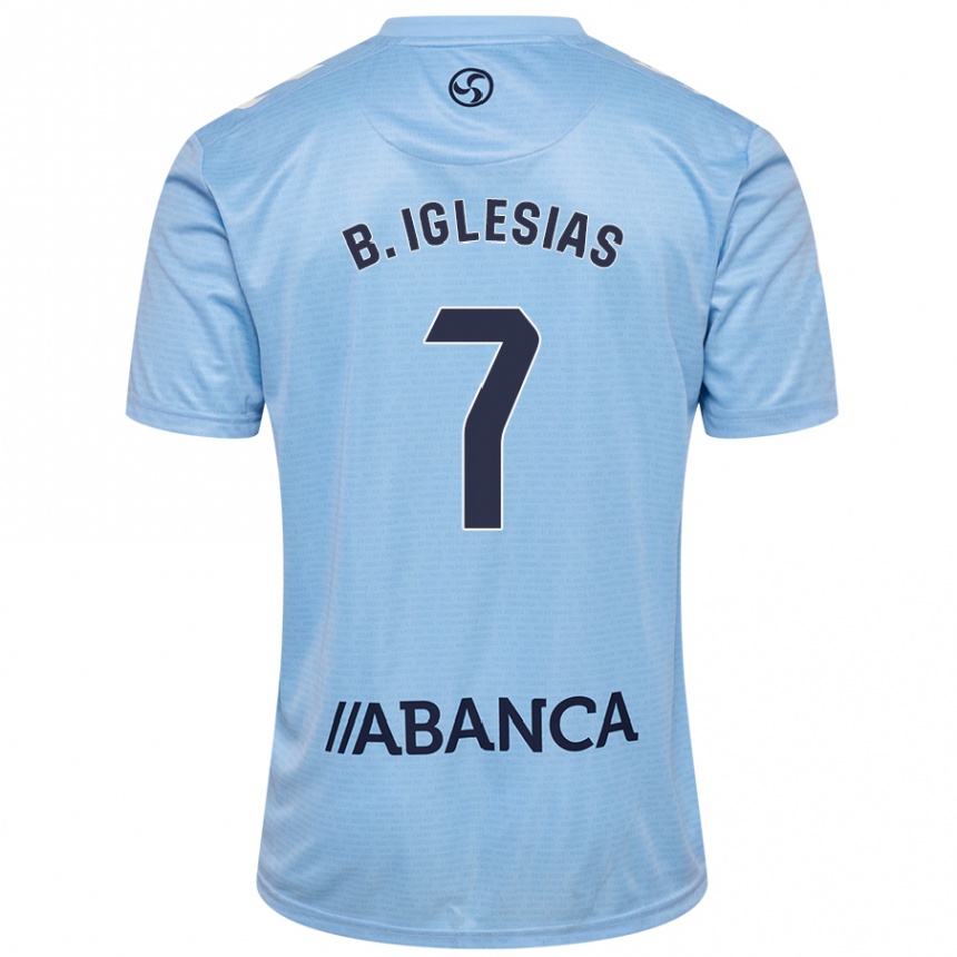 Niño Fútbol Camiseta Borja Iglesias #7 Azul Cielo 1ª Equipación 2024/25