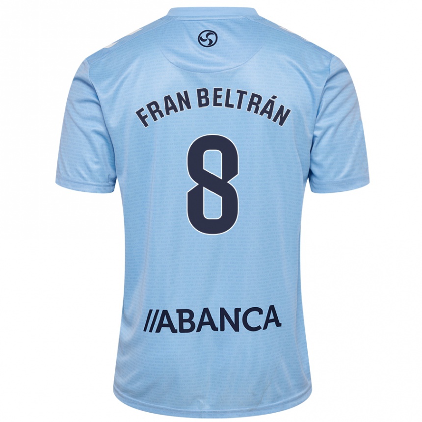 Niño Fútbol Camiseta Fran Beltrán #8 Azul Cielo 1ª Equipación 2024/25