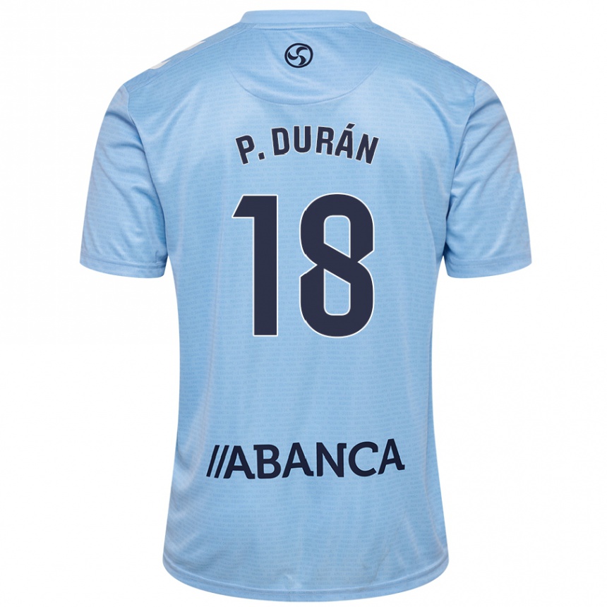 Niño Fútbol Camiseta Pablo Durán #18 Azul Cielo 1ª Equipación 2024/25