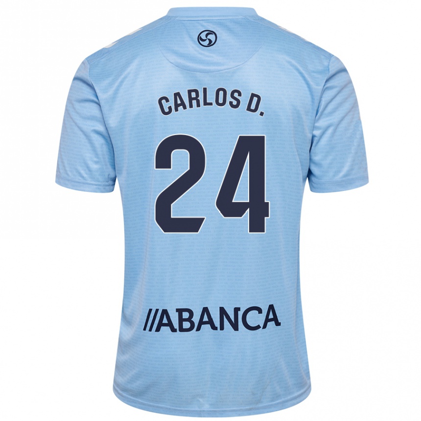 Niño Fútbol Camiseta Carlos Domínguez #24 Azul Cielo 1ª Equipación 2024/25