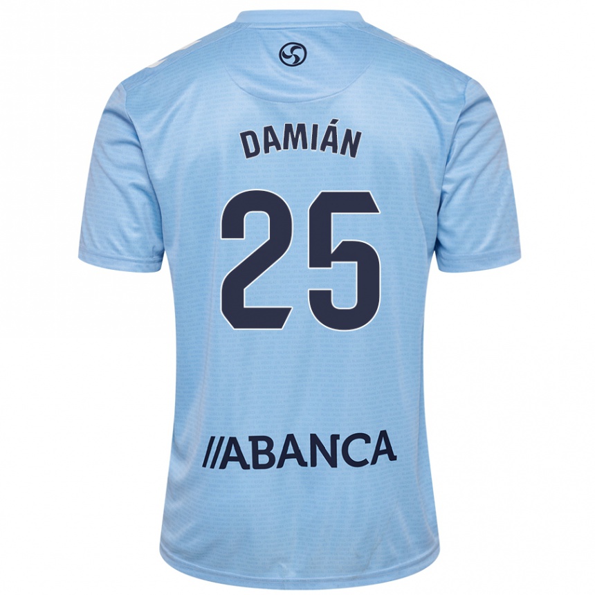 Niño Fútbol Camiseta Damián Rodríguez #25 Azul Cielo 1ª Equipación 2024/25