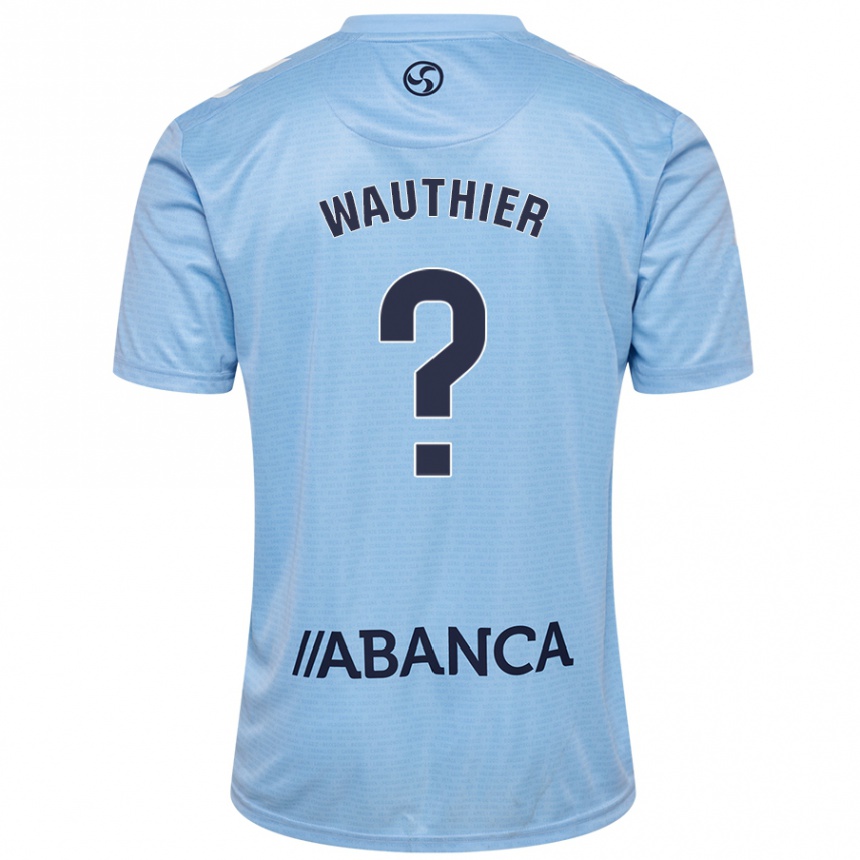 Niño Fútbol Camiseta Hugo Wauthier #0 Azul Cielo 1ª Equipación 2024/25