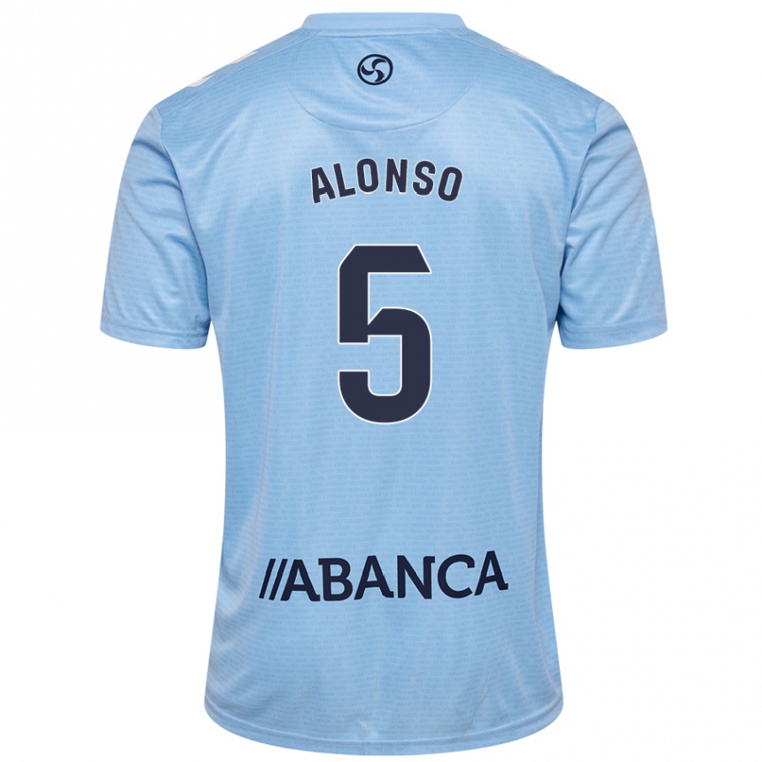 Niño Fútbol Camiseta Gael Alonso #5 Azul Cielo 1ª Equipación 2024/25