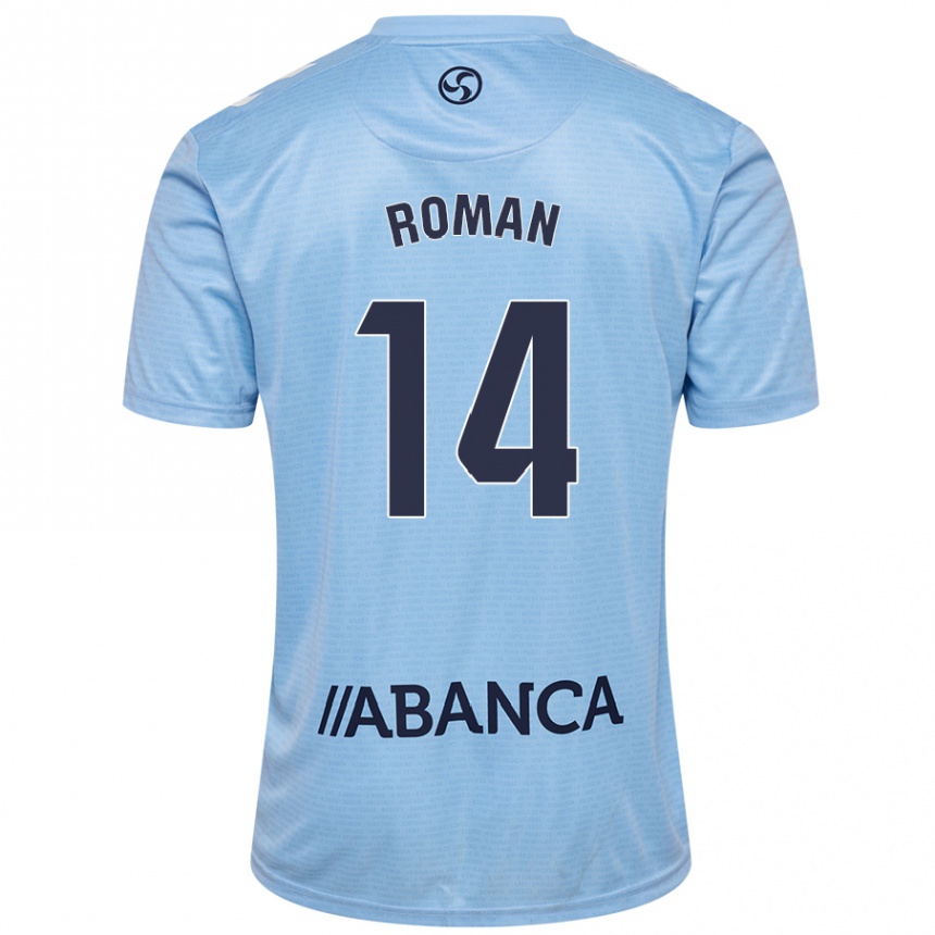 Niño Fútbol Camiseta Miguel Román #14 Azul Cielo 1ª Equipación 2024/25