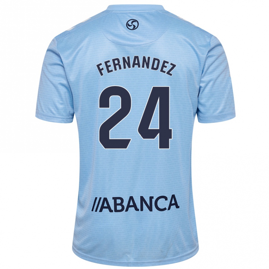 Niño Fútbol Camiseta César Fernández #24 Azul Cielo 1ª Equipación 2024/25