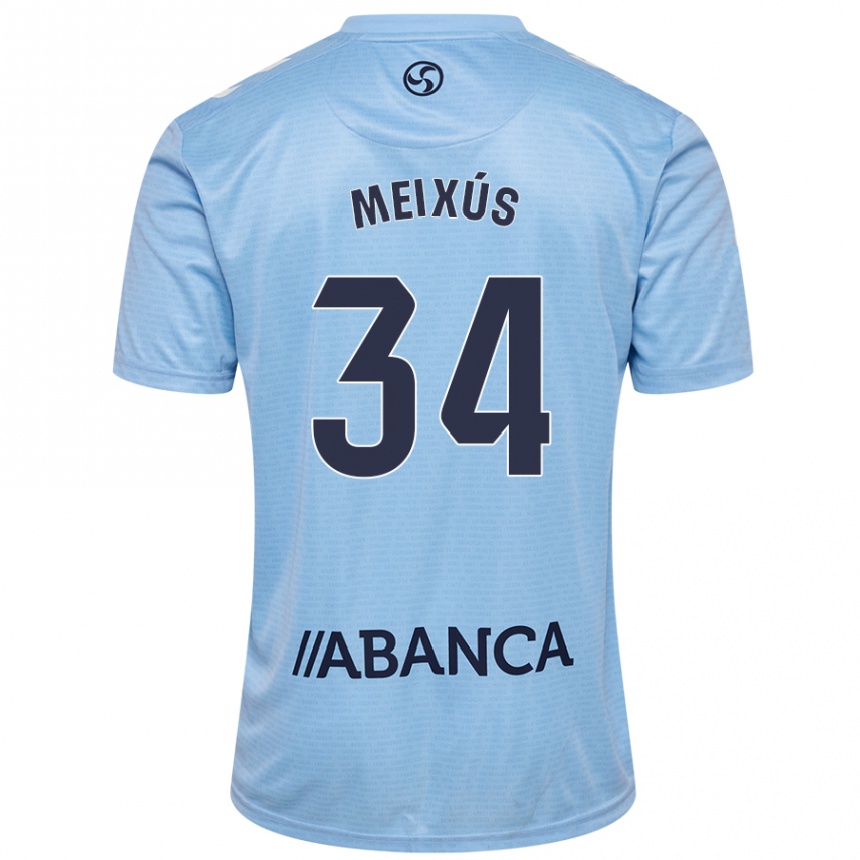 Niño Fútbol Camiseta Pablo Meixús #34 Azul Cielo 1ª Equipación 2024/25