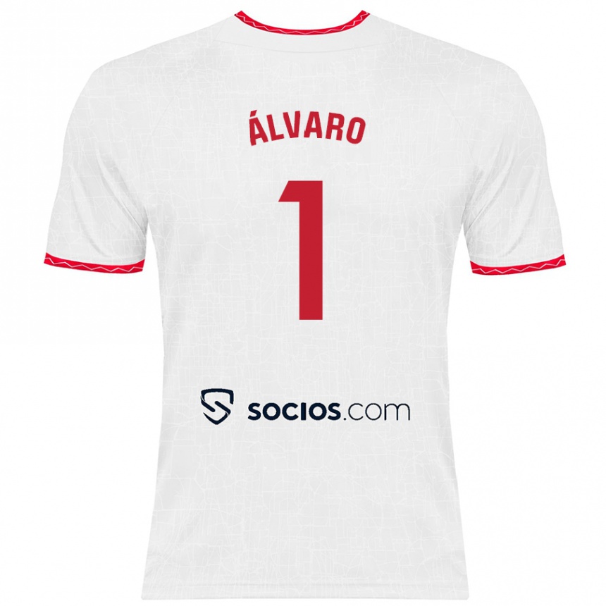 Niño Fútbol Camiseta Álvaro Fernández #1 Blanco Rojo 1ª Equipación 2024/25