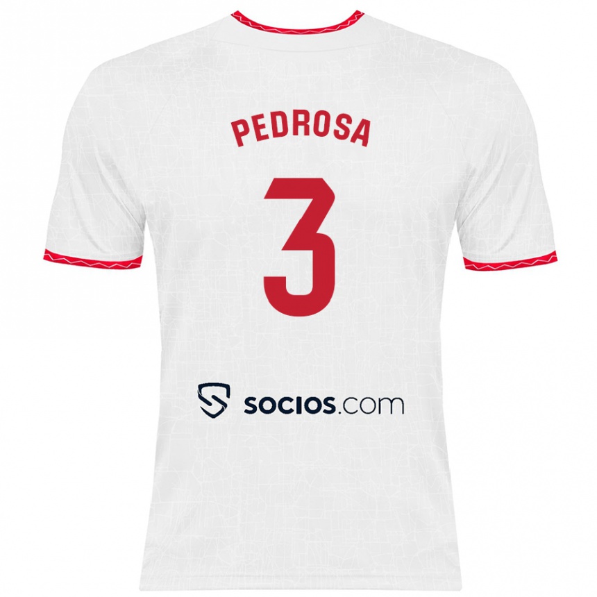 Niño Fútbol Camiseta Adrià Pedrosa #3 Blanco Rojo 1ª Equipación 2024/25