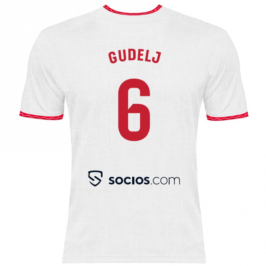 Niño Fútbol Camiseta Nemanja Gudelj #6 Blanco Rojo 1ª Equipación 2024/25