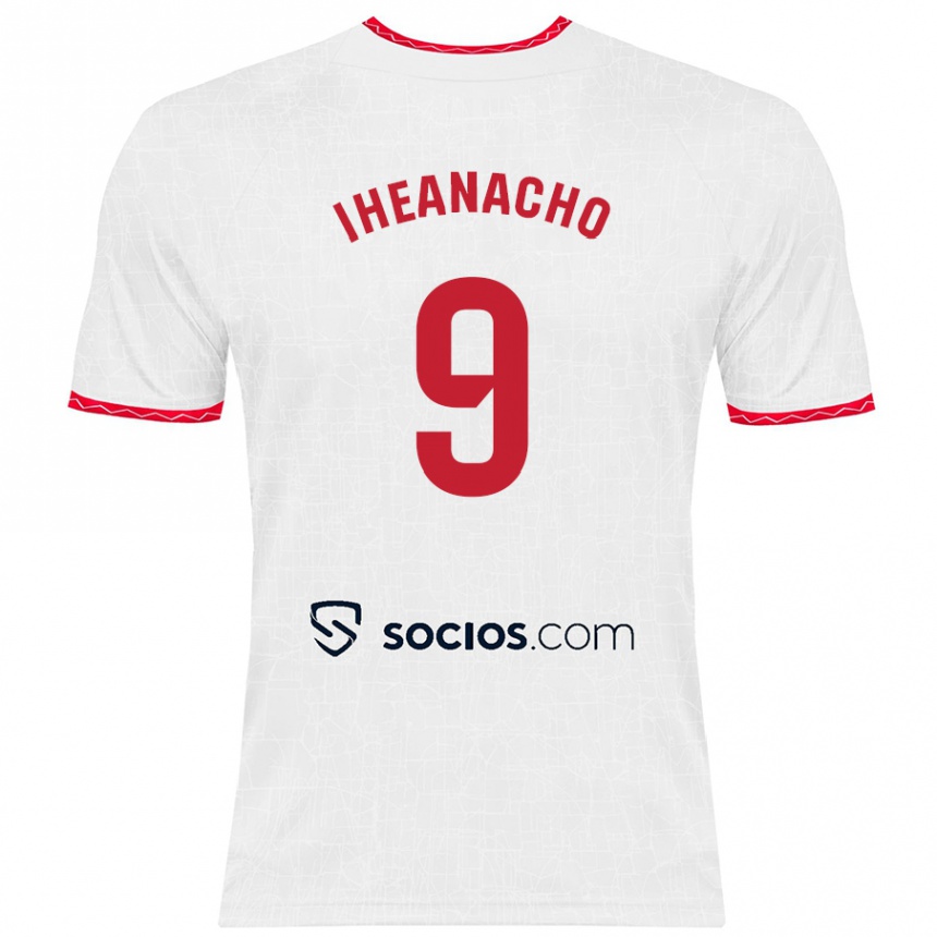 Niño Fútbol Camiseta Kelechi Iheanacho #9 Blanco Rojo 1ª Equipación 2024/25