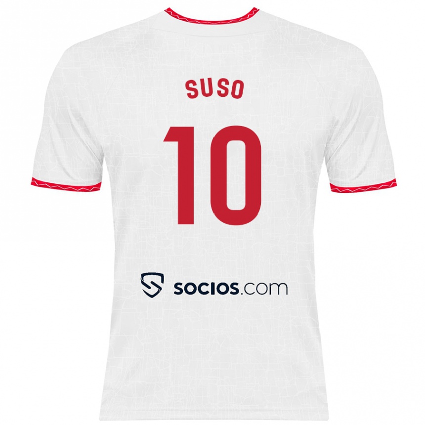 Niño Fútbol Camiseta Suso #10 Blanco Rojo 1ª Equipación 2024/25