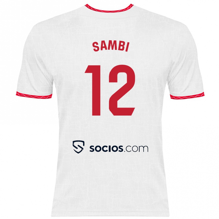 Niño Fútbol Camiseta Albert Sambi Lokonga #12 Blanco Rojo 1ª Equipación 2024/25